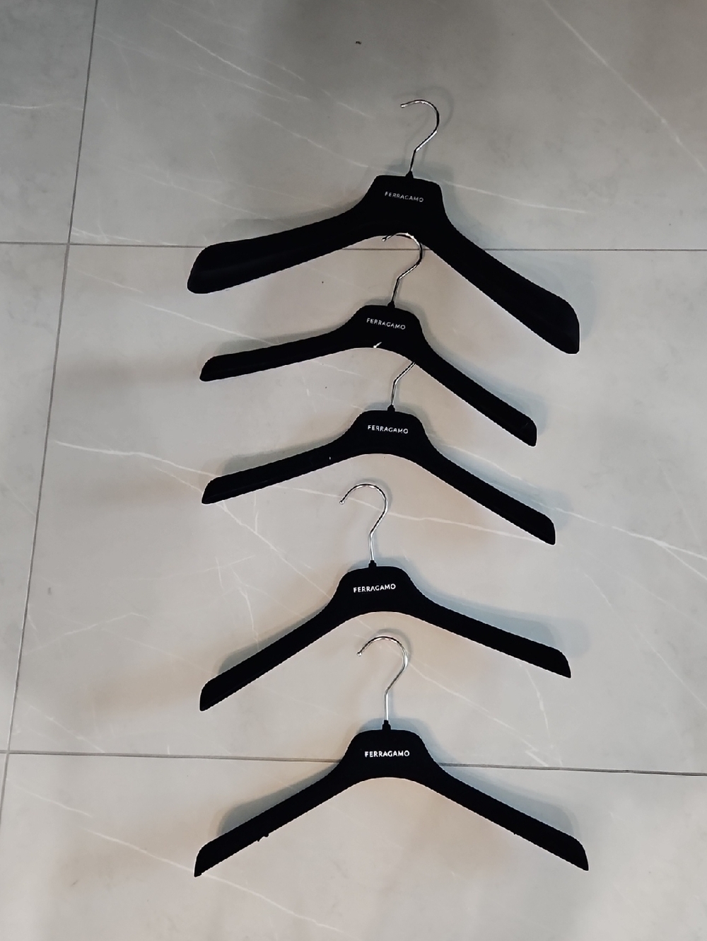 Salvatore Ferragamo Black Velvet Hangers - Set of 5